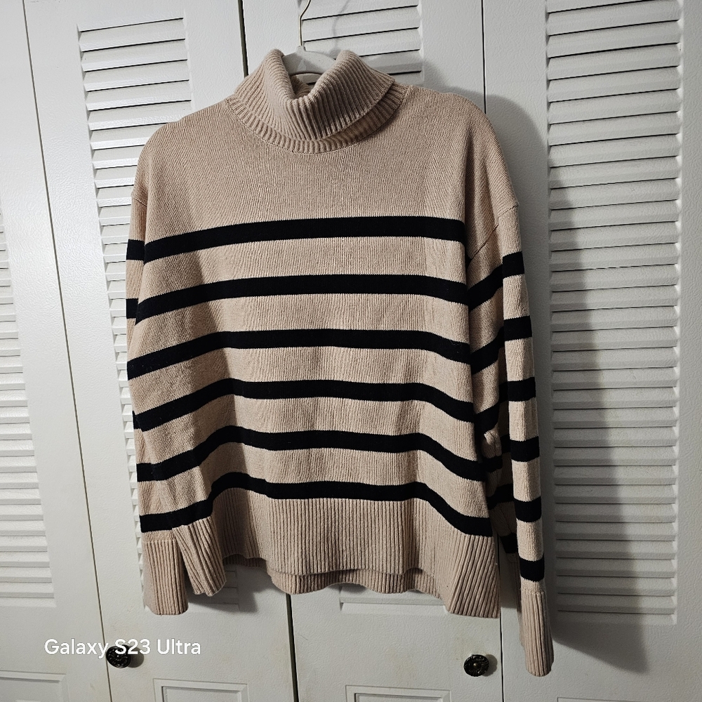 Lilysilk Tarra Stripe Sweater Size L.